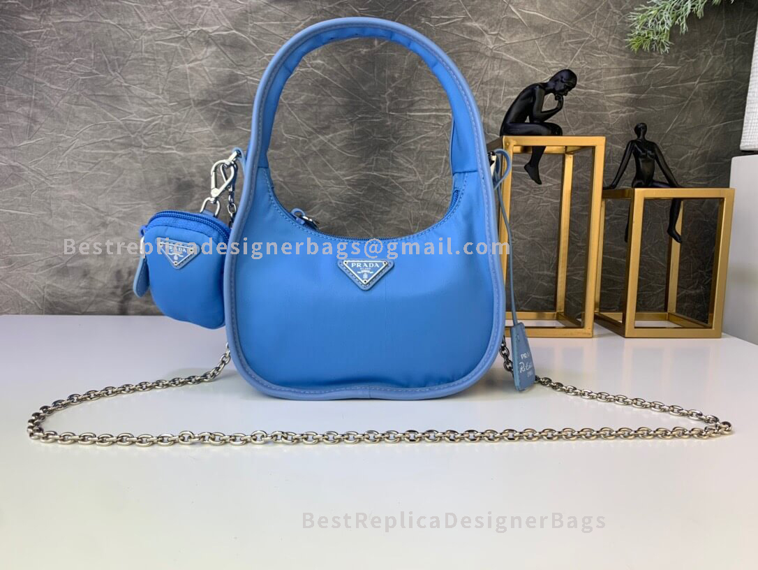 Prada Re-Edition 2000 Blue Fabric Mini Bag SHW 114
